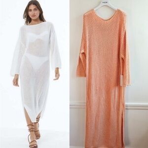 New Young Fabulous & Broke Santorini Crochet Slip Maxi Dress/Swim Cover-Up NWT